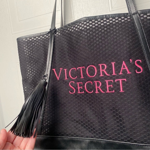 Victoria's Secret Black and Pink Tote Excellent - Picture 3 of 7